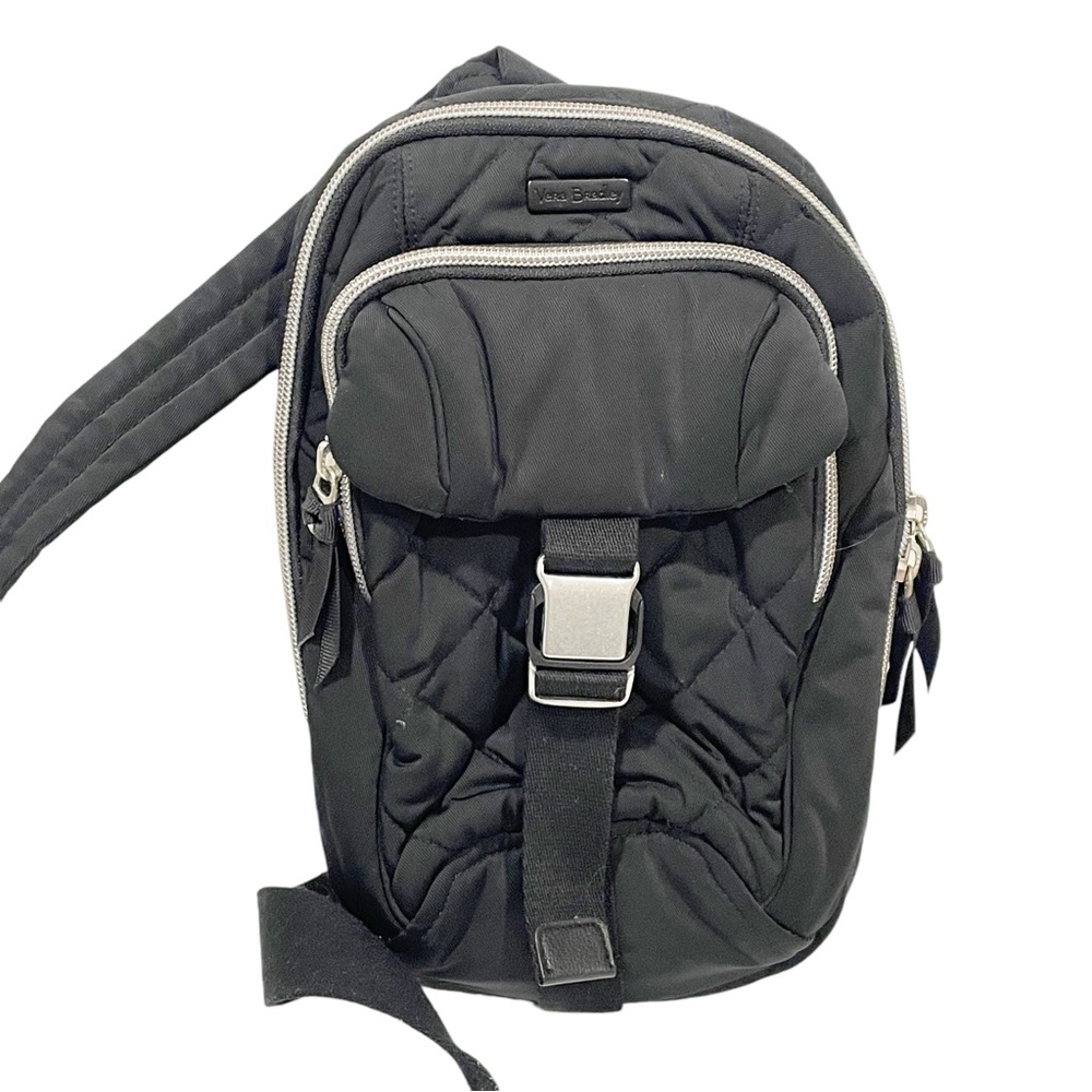 Vera Bradley Ultility Sling‎ Backpack Square Quilted Black Small